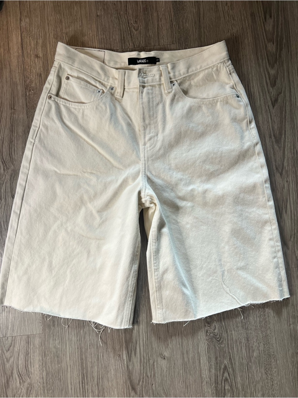 Vans Women's Cream Denim Shorts Baggy Fit Size 27